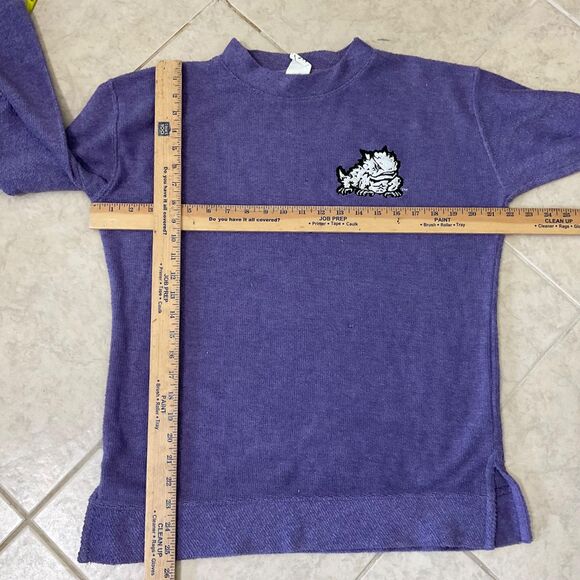 TCU Horned Frogs Terry Cloth Athleisure Top women’s S Purple embroidered logo - Picture 5 of 12